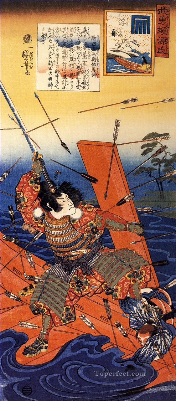 the death of nitta yoshioki at the yaguchi ferry Utagawa Kuniyoshi Ukiyo e Oil Paintings